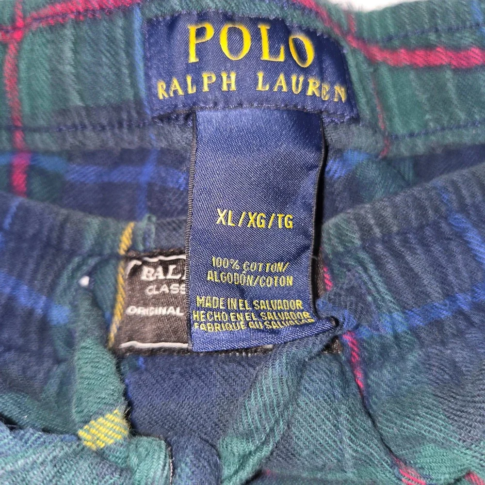 Polo Ralph Lauren Mens XL Green Blue Tartan Plaid Flannel Pajama Pants Cotton